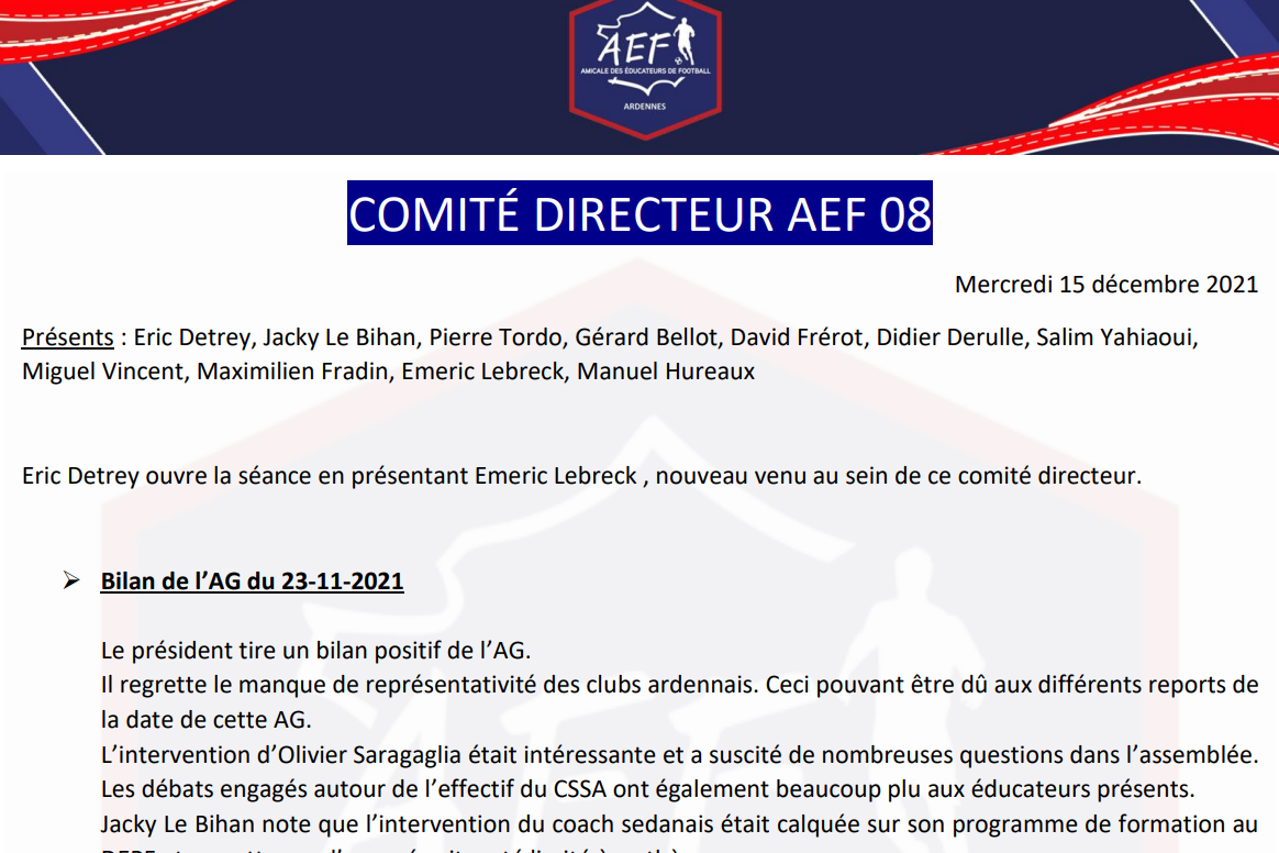 AEF 08... Procès verbaux du Comité Directeur... - Vignette