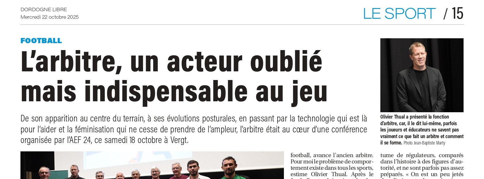 "Regards croisés amicaux entre les Arbitres et Educateurs" - Illustration